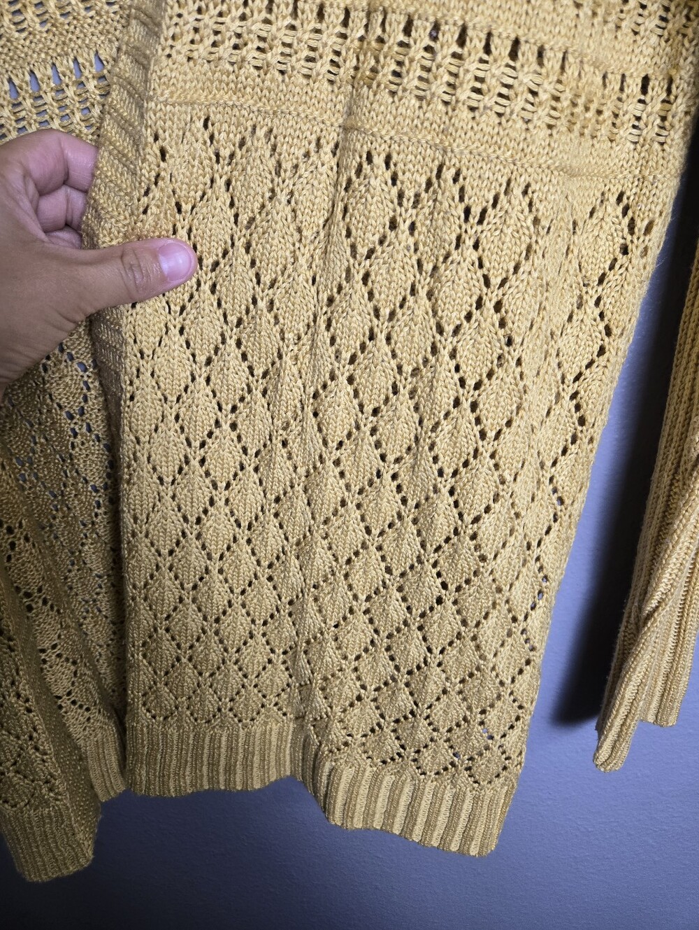 SUMMER SALE! $6 Marled Knit Open Yellow Long Cardigan Size Medium - Picture 12 of 16